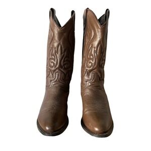 Men Western Brown Boots Size 9D Leather Upper Made in USA